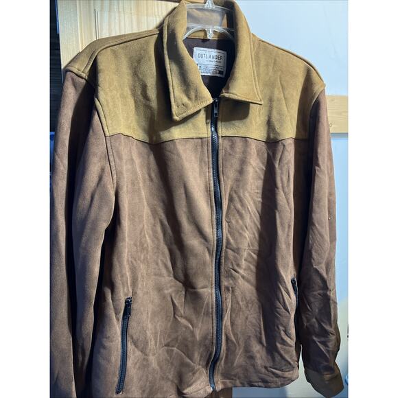 Outlander Craft & Flow Men’s Large Brown Full Zip Polyester Jacket Suede Feel - Picture 2 of 11